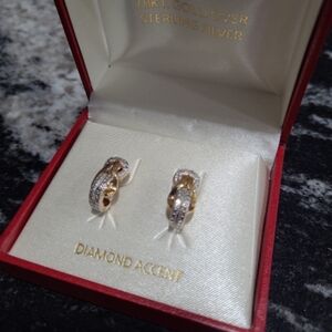 18K Gold diamond accent earrings